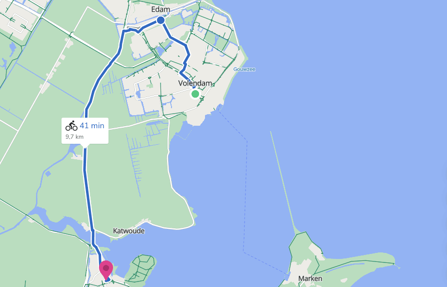 itinéraire à vélo volendam édam monnickendam dans le waterland