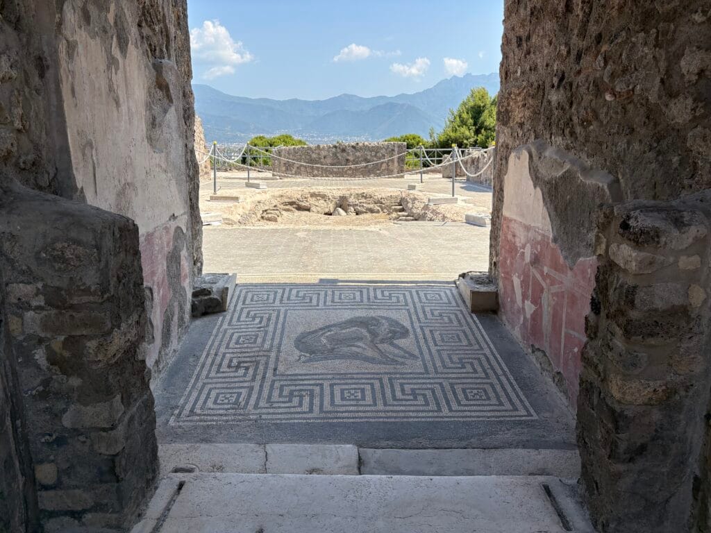 mosaïques sur un sol d'une maison à Pompei
