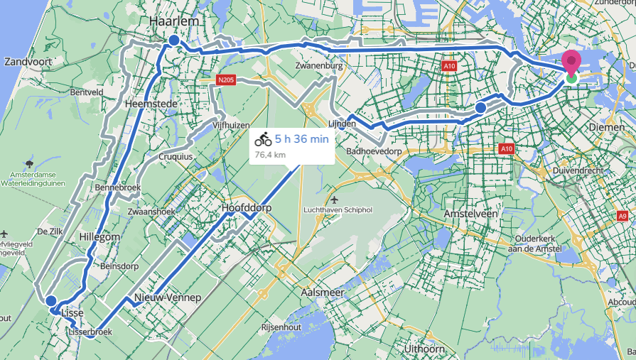 boucle à vélo entre Amsterdam et le Keukenhof